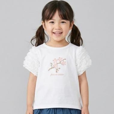 サクラ肩フリル半袖Tシャツ