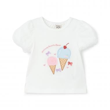 袖チュールアイスモチーフTシャツ