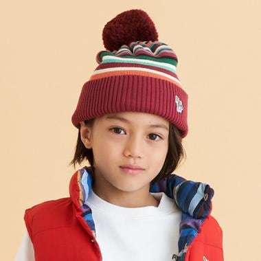 マルチボーダーニットキャップ(48-52cm ワイン): キッズ - ナルミヤ