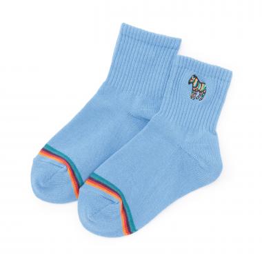 ゼブラ刺しゅうリブクルーソックス