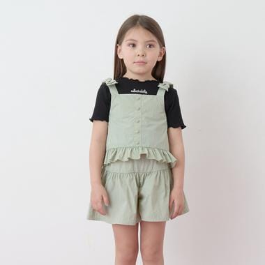1回着用 アナスイミニ ビスチェ Tシャツ キュロット 3点セット チェックビスチェ+Tシャツセット(120cm 白): キッズ - ナルミヤ