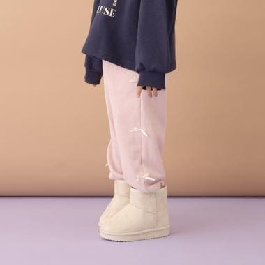 milklim ミルクリーム　ベアーリボン　スウェット　希少 一部再入荷】【毛玉バイバイ】リボン付き裾リブスウェット(100cm