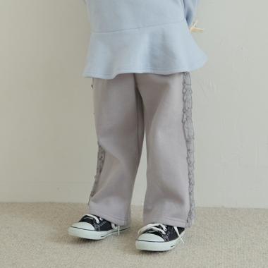 【一部再入荷】【毛玉バイバイ裏起毛裏毛】サイドフリルワイドシルエットスウェットパンツ