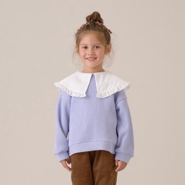 【ふわふワッフル】フリル衿付きトップス