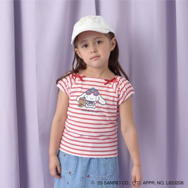 【サンリオキャラクターズ】【ソフトコットン】シナモロールリボン付きマリンTシャツ
