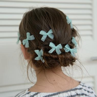 【大好評につき再入荷】チュールリボンちびヘアクリップ10Pセット
