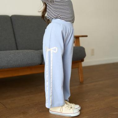 【セットアップ可】【毛玉バイバイ裏毛】リボンラインワイドパンツ
