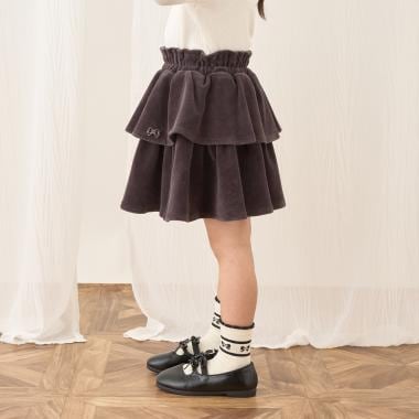 【もっちりベロア】【セットアップ可】ティアードスカート