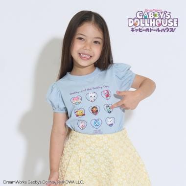 【ギャビーズドールハウス】【ソフトコットン】パフスリーブプリントTシャツ