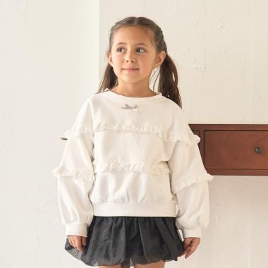 【毛玉バイバイ裏毛裏起毛】【どちらが前でもOK】フリルフリルスウェット