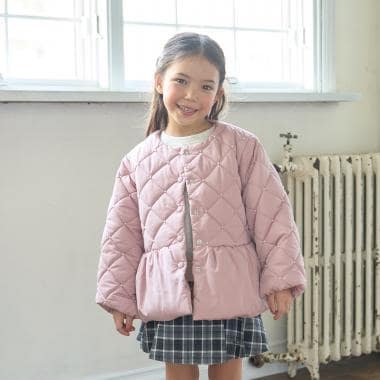 【予約商品】パール付きキルティングペプラムブルゾン