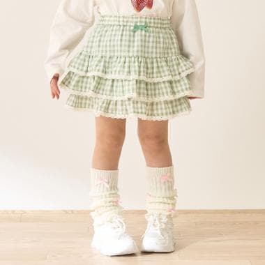 【UV加工】ギンガムチェックティアードスカート(インパン付き) 【Lycee mine バレエシリーズ】