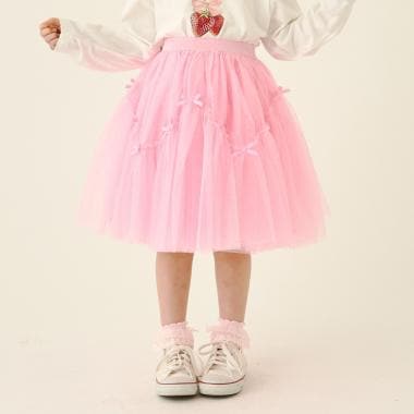 なみなみ切り替えギャザーたっぷりチュールスカート【Lycee mine バレエシリーズ】