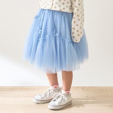 なみなみ切り替えギャザーたっぷりチュールスカート【Lycee mine バレエシリーズ】
