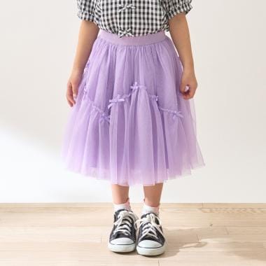 なみなみ切り替えギャザーたっぷりチュールスカート【Lycee mine バレエシリーズ】