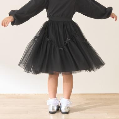 なみなみ切り替えギャザーたっぷりチュールスカート【Lycee mine バレエシリーズ】