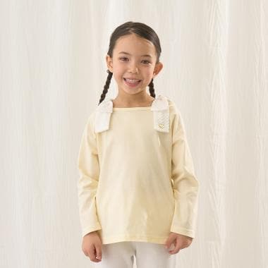 【綿100％】 【速乾・UV・型崩れしない】ボートネック肩リボンTシャツ