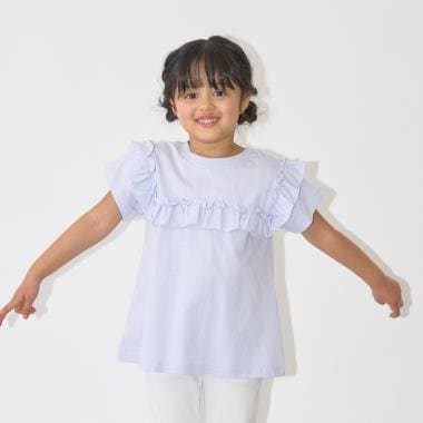 【綿100％】 【速乾・UV・型崩れしない】【どっちが前でもOK】フリルAラインチュニックTシャツ