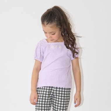 スクエアネックパフスリーブアソート刺しゅうトップス