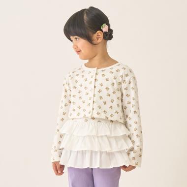 【速乾・UV・型崩れしない】アソート総柄ミニ丈カーディガン・フリルキャミセット【Lycee mine バレエシリーズ】