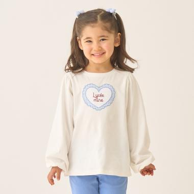 【速乾・UV・型崩れしない】ハートプリントふわっとパフスリーブTシャツ【Lycee mine バレエシリーズ】