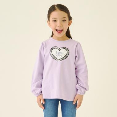 【速乾・UV・型崩れしない】ハートプリントふわっとパフスリーブTシャツ【Lycee mine バレエシリーズ】