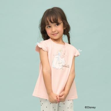 【Disney】【速乾・UV・型崩れしない】スカラップスリーブアソート転写プリントTシャツ