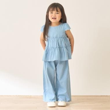 【セットアップ】アソート総柄ティアードブラウス・スカラップパンツセット