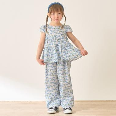 【セットアップ】アソート総柄ティアードブラウス・スカラップパンツセット