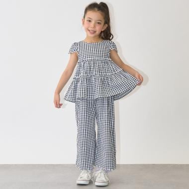 【セットアップ】アソート総柄ティアードブラウス・スカラップパンツセット