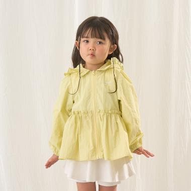 【UV加工】チュニック丈フリルシアージップパーカ