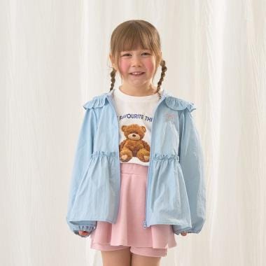 【UV加工】チュニック丈フリルシアージップパーカ