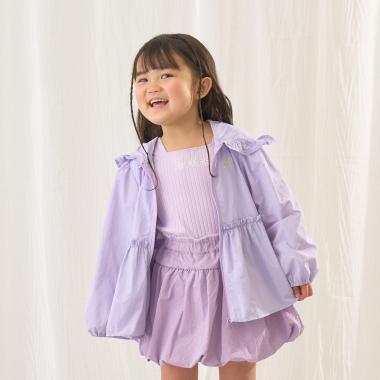 【UV加工】チュニック丈フリルシアージップパーカ