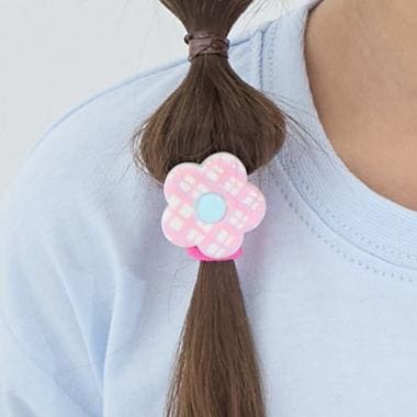 チェックフラワーヘアゴム(2コセット)