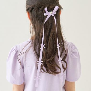 ちびちびリボン付ロングリボンヘアクリップ