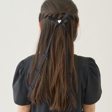 ちびちびリボン付ロングリボンヘアクリップ