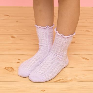 柄編みクルーソックス