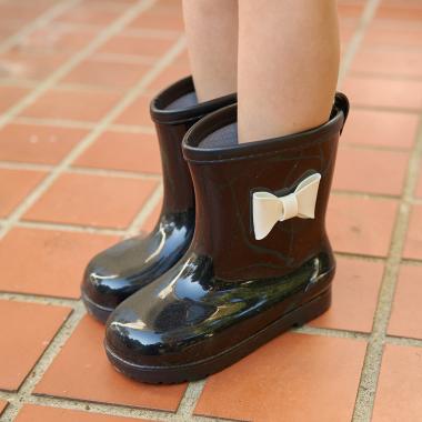 リボン付バイカラーレインブーツ