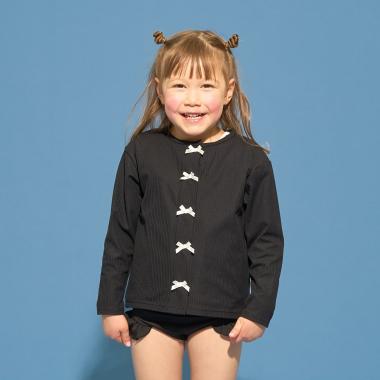 【予約/2026年3月下旬～4月上旬入荷予定】【SWIM】【UVカット】リボン付きカーディガン型ラッシュガード