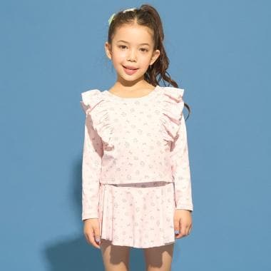 【予約/2026年3月下旬～4月上旬入荷予定】【SWIM】【UV カット】花柄フリルラッシュガード・スカパンセット