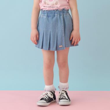 フロントプリーツハートポケットデニムスカパン