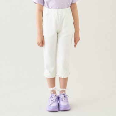 【ともパン】【防汚・UV・接触冷感】裾ラウンドフリル７分丈カプリパンツ