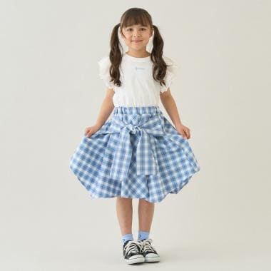 【たっぷりギャザー】シャツ風チェックスカート(インパン付き)