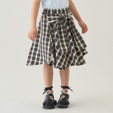 【たっぷりギャザー】シャツ風チェックスカート(インパン付き)