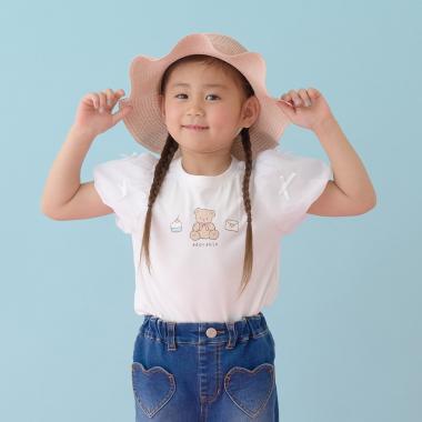 【UVカット・接触冷感】袖チュールパフTシャツ