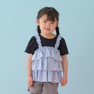 【どちらが前でもOK】【UVカット・接触冷感】ティアードキャミドッキングTシャツ