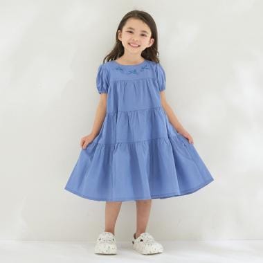 【綿100％】【かるふわ】ティアードワンピース