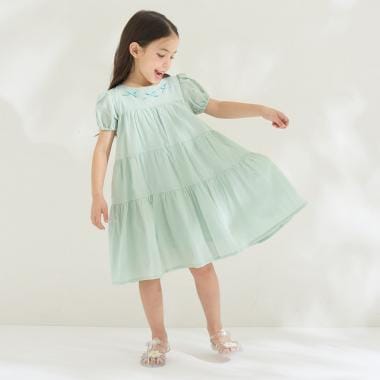 【綿100％】【かるふわ】ティアードワンピース