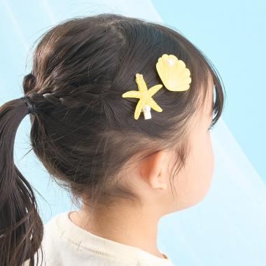 イミテーションパール付きシェルヘアクリップ(2コセット)