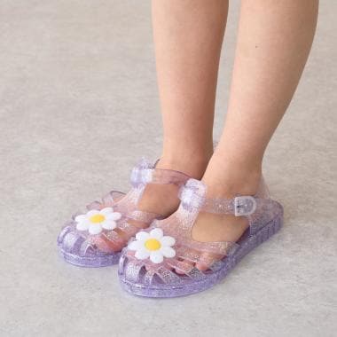 クリアラメデイジーサンダル